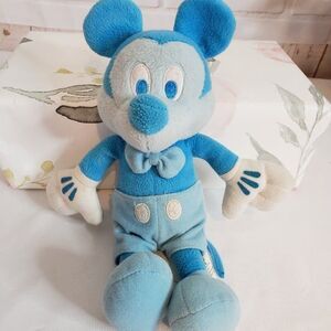 Disney Blue Mickey Mouse Plush 10" Stuffed Animal RARE Toy